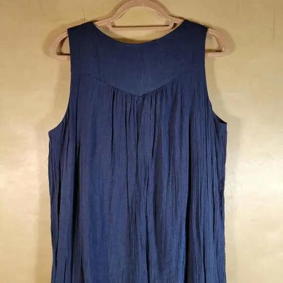 Westport Blue Red Embroidered Metallic Sleeveless Dress Women Petite Size XL - Picture 8 of 10